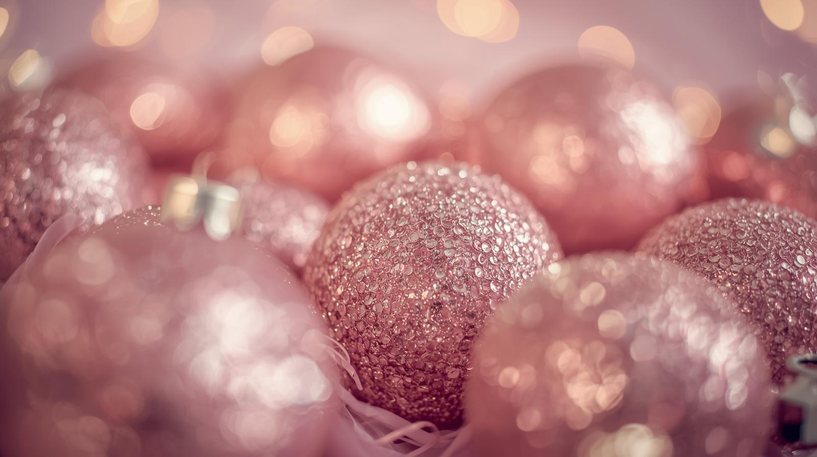 Palline di Natale rosa glitterate