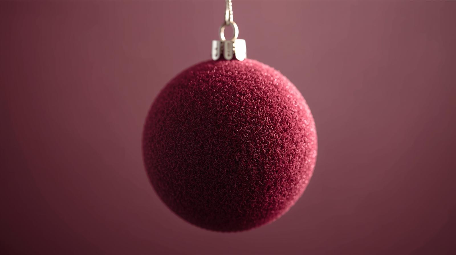 Sfera di Natale bordeaux floccata